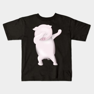 Dabbing Shirt Funny Dabbing Pig Pot Bellied Pig Shirt Kids T-Shirt